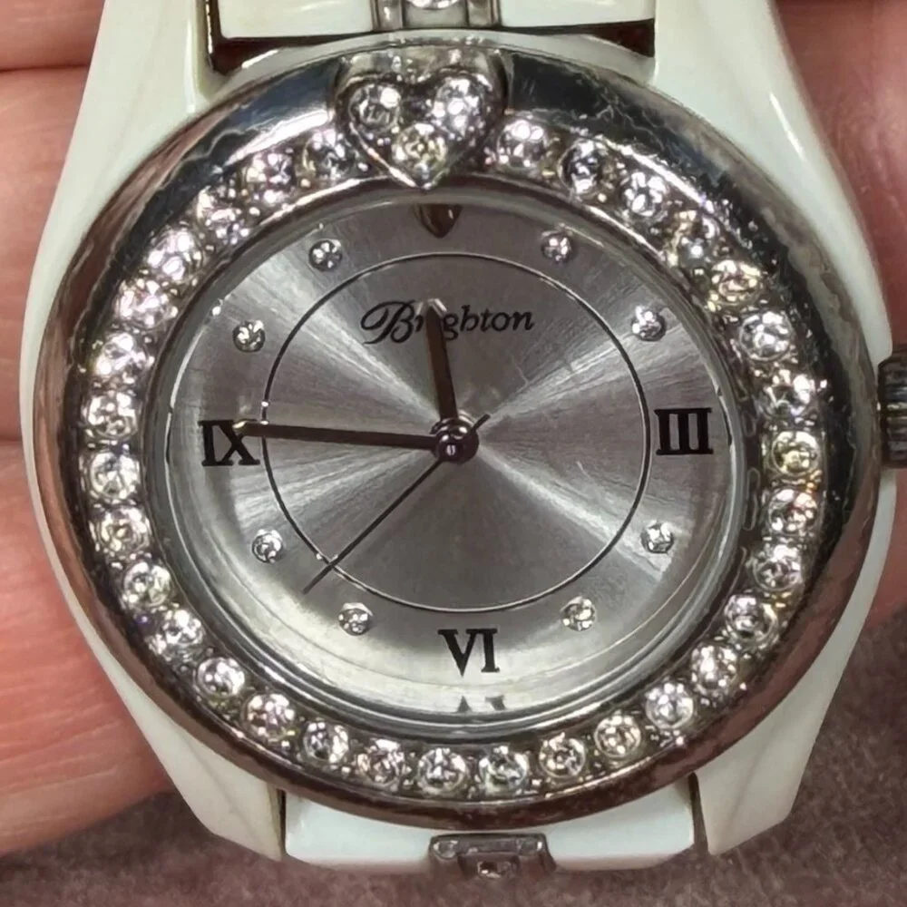 Brighton Dana Point White Link Watch with Swarovski Crystals β Needs Battery - Picture 2 of 12